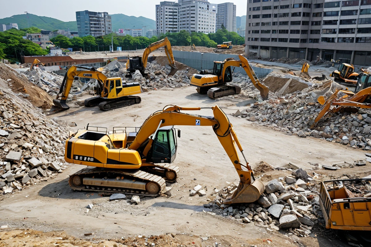 수원 정자동 피시방 철거 비용 절감 팁, 안심철거로 합리적인 예산 관리, 철거 절차와 안전 관리 관련 실제 현장을 담은 사실적인 사진, 사람(인물)이 전혀 등장하지 않게 합니다. 